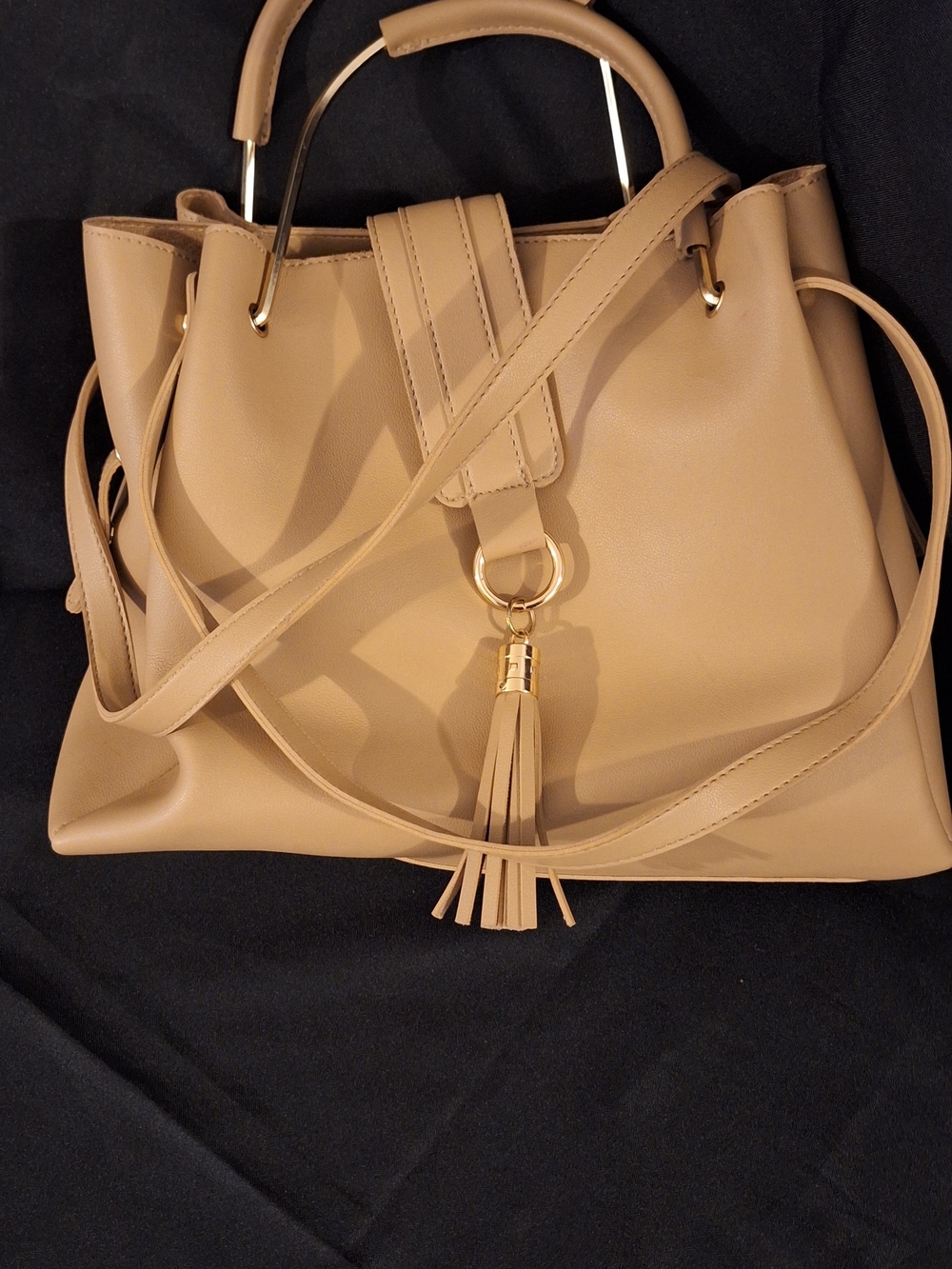 Women's YOKI Beige Tassel Handle Shoulder Bag